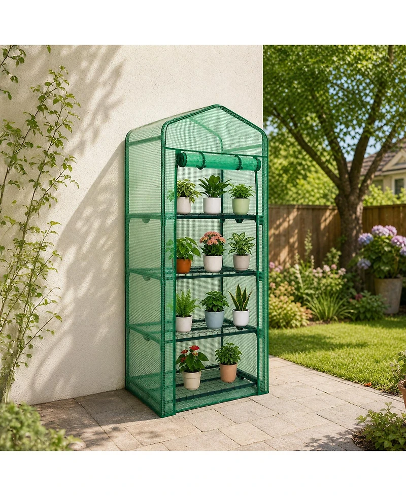 Aoodor 4-Tier Greenhouse with Pe/Pvc Base for Indoor and Outdoor Gardening.