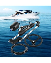 Sugift Hydraulic Outboard Boat Steering Kit 300 Hp with Helm Pump Cylinder and 20 feet Hoses