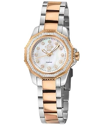 GV2 Women's Cortina Swiss Quartz Two tone Iprg/Ss Stainless Steel Bracelet Diamond Watch