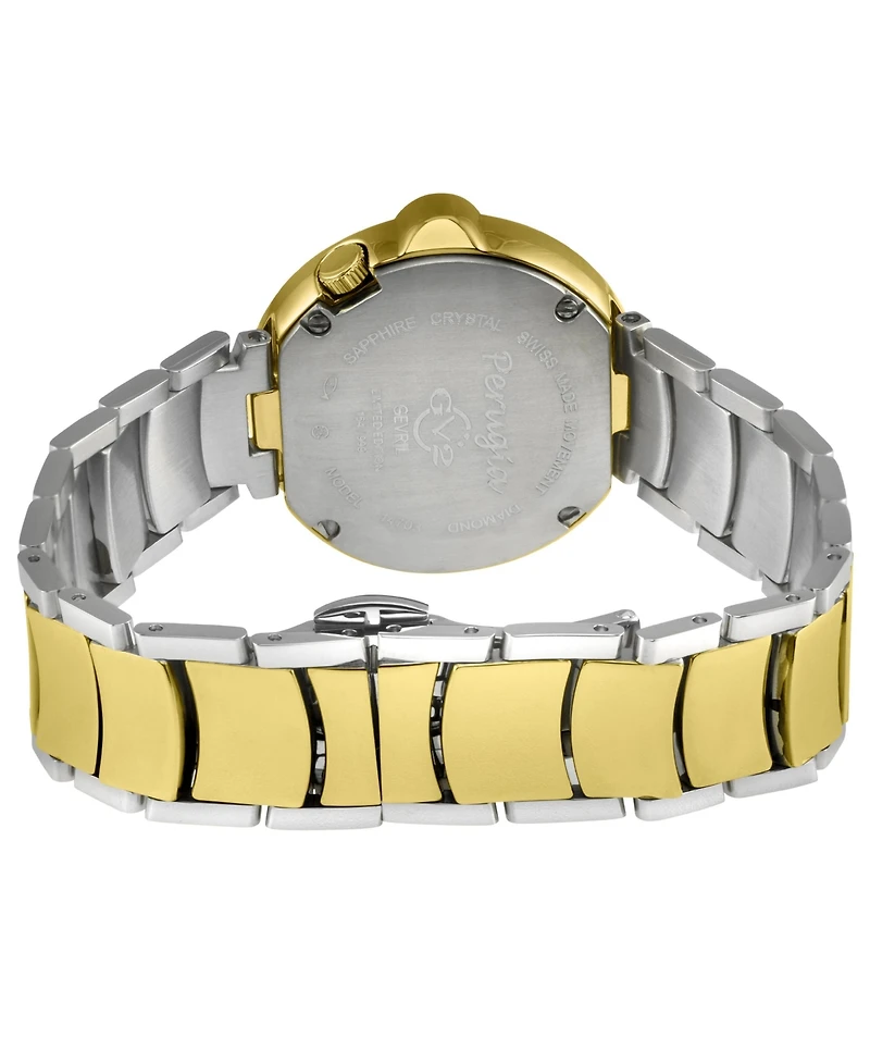 GV2 Women's Perugia Swiss Quartz Two-Tone Ss/Ipyg Stainless Steel Bracelet Diamond Watch