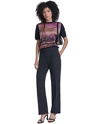 Karl Lagerfeld Paris Women's Graphic-Print Short-Sleeve Sweater