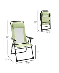 ECHTPeak Folding Patio Chairs Set of 2, Adjustable Sling Back, Camping Chair with Removable Headrest for Garden, Backyard
