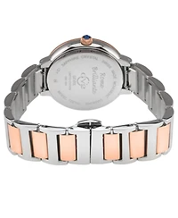 GV2 Women's Rome Brillante Swiss Quartz Two toned Ss/Iprg Stainless Steel Bracelet Diamond Watch