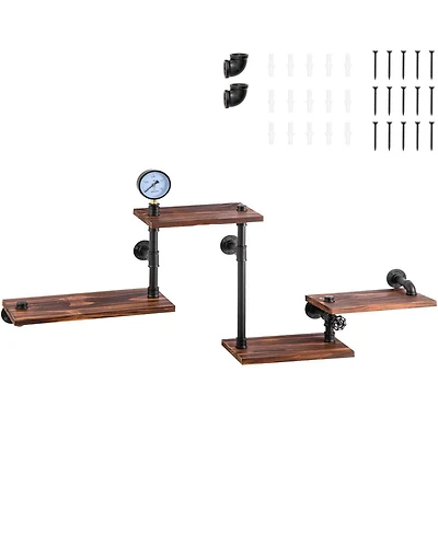 Slickblue Rustic Wall Mounted Pipe Shelves for Kitchen and Bathroom