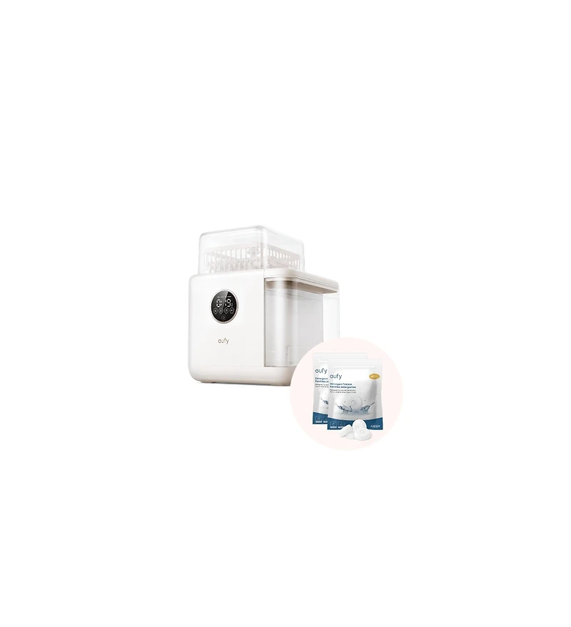 eufy S1 Baby Bottle Washer,Sterilizer and Dryer with 60 Detergent Tablets,10-Bottle Capacity,No Spot and Odorless Cleaning