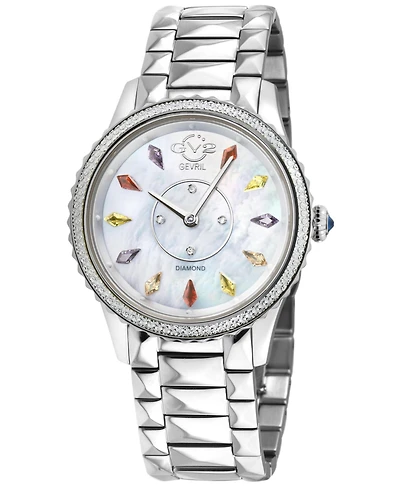 GV2 by Gevril Women's Siena Swiss Quartz Silver Stainless Steel Bracelet Diamond Watch