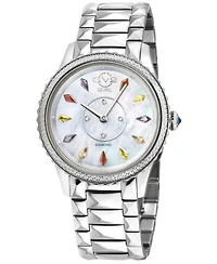 GV2 by Gevril Women's Siena Swiss Quartz Silver Stainless Steel Bracelet Diamond Watch