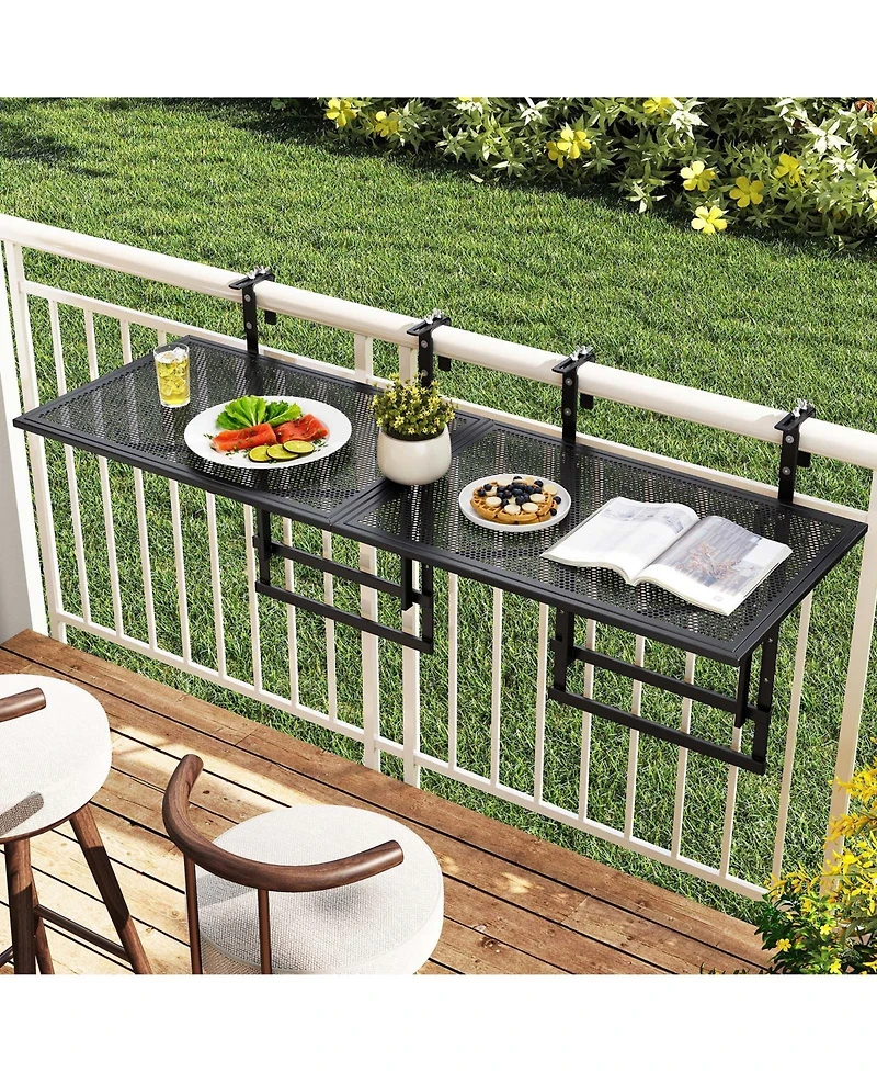 Gymax 2Piece 48'' Connectable Metal Folding Hanging Bar Table w/5-Level Adjustable Height
