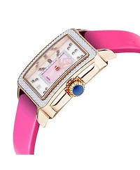 GV2 by Gevril Women's Padova Gemstone Swiss Quartz magenta Italian Leather Strap Diamond Watch
