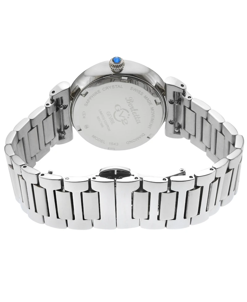 GV2 by Gevril Women's Berletta Swiss Quartz Silver Stainless Steel Bracelet Diamond Watch