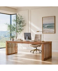 Tribesigns 78.7" Long Two Person Desk,Farmhouse Solid Wood Office Desk