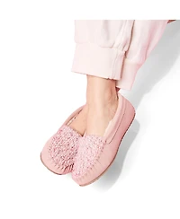 Minnetonka Women's Cosi Venetian Suede Sparkle Knit Slippers