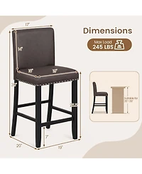 Gymax 2piece Upholstered Bar Stool 25.5'' Counter Height Pvc Leather Accent Bar Chairs