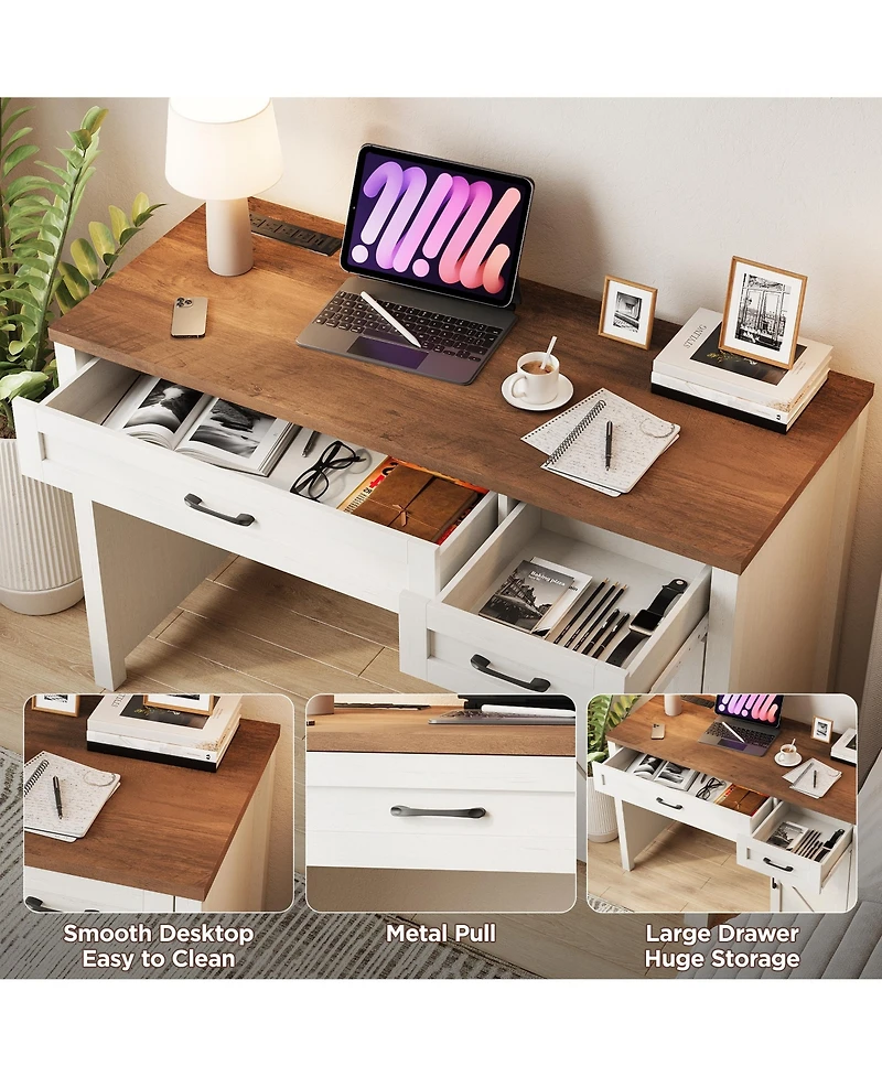 Vabches Workstation Computer Desk for Study and Home Office, 47" Executive Desk