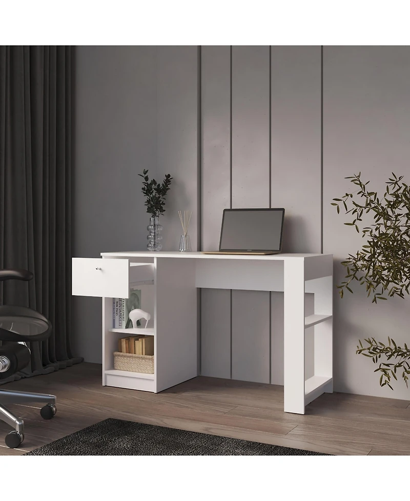 Fm Furniture Sun City Computer Desk with a Drawer and Open Storage