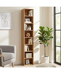 Gymax 71 Inches Tall Narrow Bookshelf 8-Tier Slim Bookcase w/ 4 Adjustable Shelves
