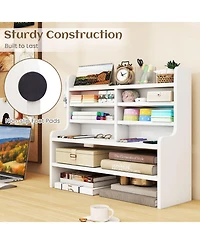 Sugift 6-Tier Compact Desktop Storage Rack with 4 Removable Shelves Space Saving Organizer for Home Office