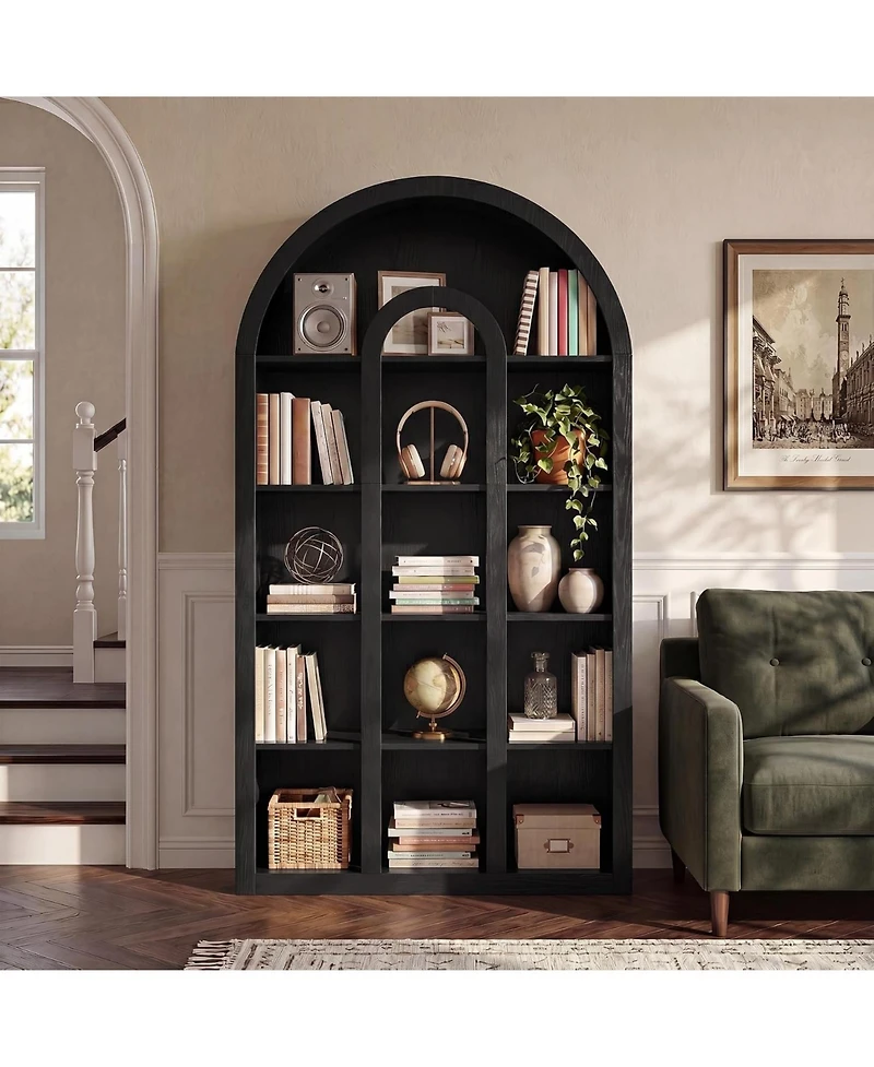 Tribesigns 71" Tall Bookshelf,5-Tier Arched Bookcase with Open Shelves