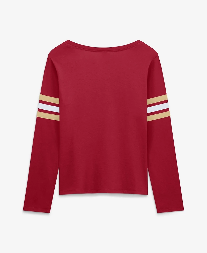Women's Fanatics Scarlet San Francisco 49ers Team First Coverage Scheme Lace-Up Long Sleeve T-Shirt
