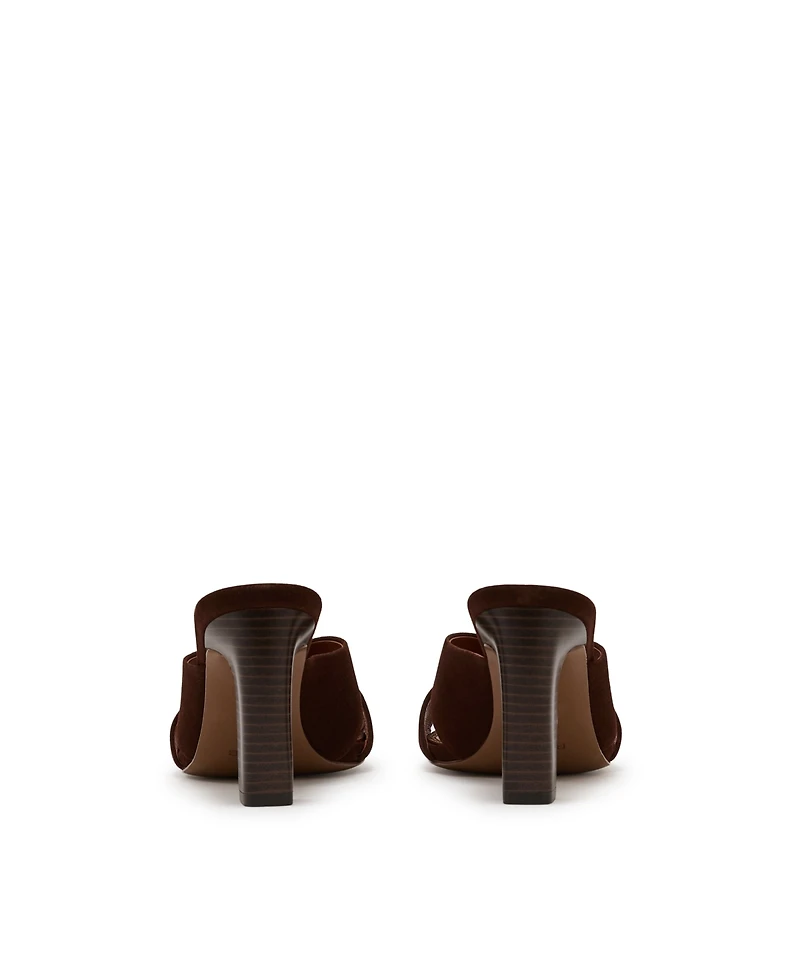 Reiss Women's Suede Cross Strap Block Heel Mules