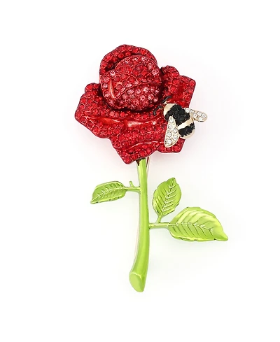 Betsey Johnson Faux-Stone Pave Rose Brooch