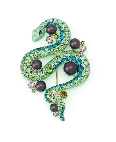 Betsey Johnson Faux-Stone Pave Snake Brooch