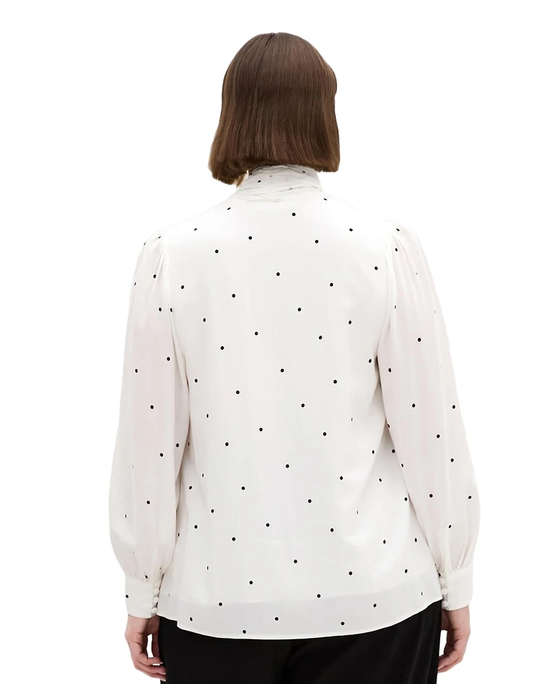 City Chic Women's Kensie Spot Neck Tie Top