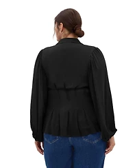 City Chic Plus Piper Button-Up Collared Relaxed-Fit Long-Sleeve Shirt