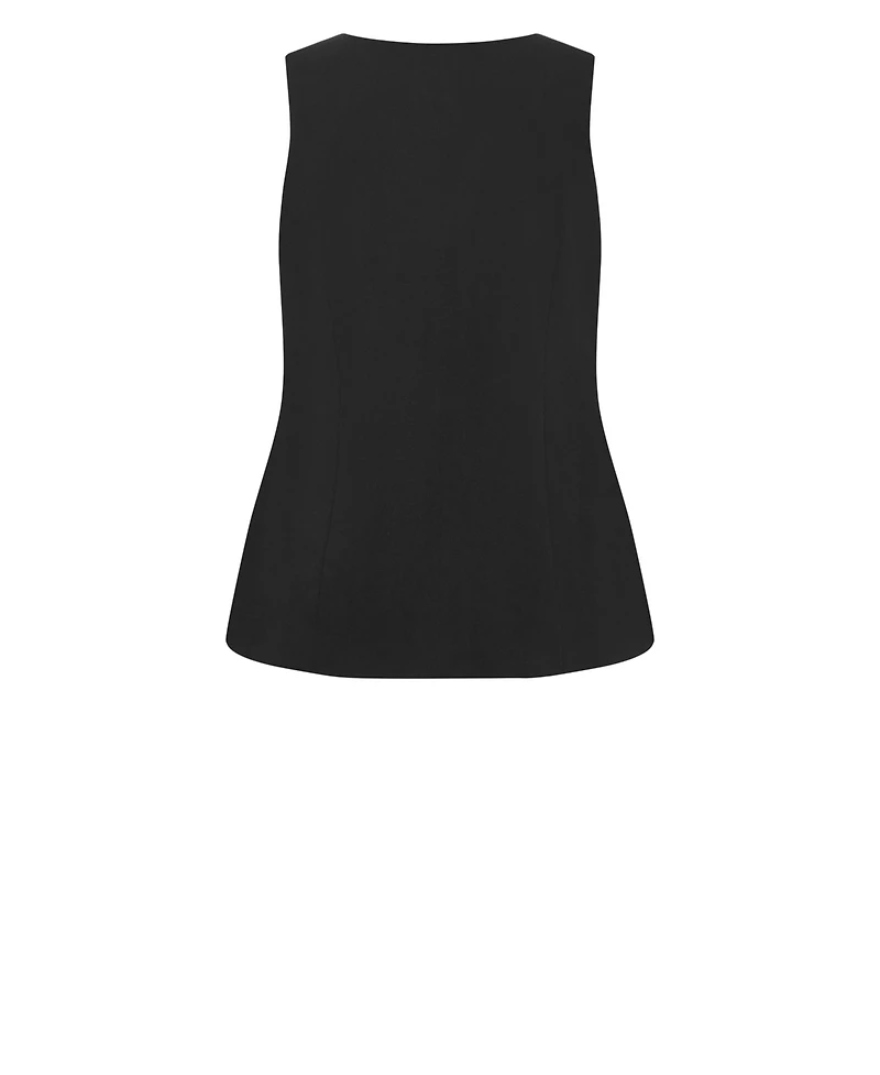 City Chic Plus Jaz Square-Neckline Sleeveless Vest
