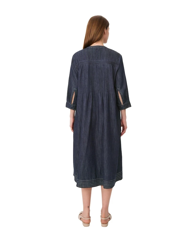 Masai Copenhagen Women's MaNakillaia Mandarin Collar 3/4-Sleeve A-Line Midi Dress