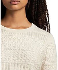 Hope & Henry Women's Organic Cotton Bell Sleeve Pointelle Sweater Top