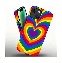 Lisen Phone Case Compatible with Apple iPhone, 2-Layer Durable, Rainbow Love Heart