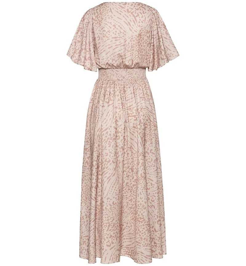 Lascana Women's Flowy Flutter Sleeve V-Neck Maxi Dress
