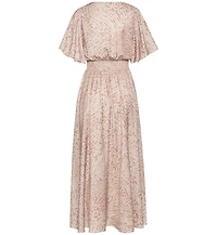 Lascana Women's Flowy Flutter Sleeve V-Neck Maxi Dress