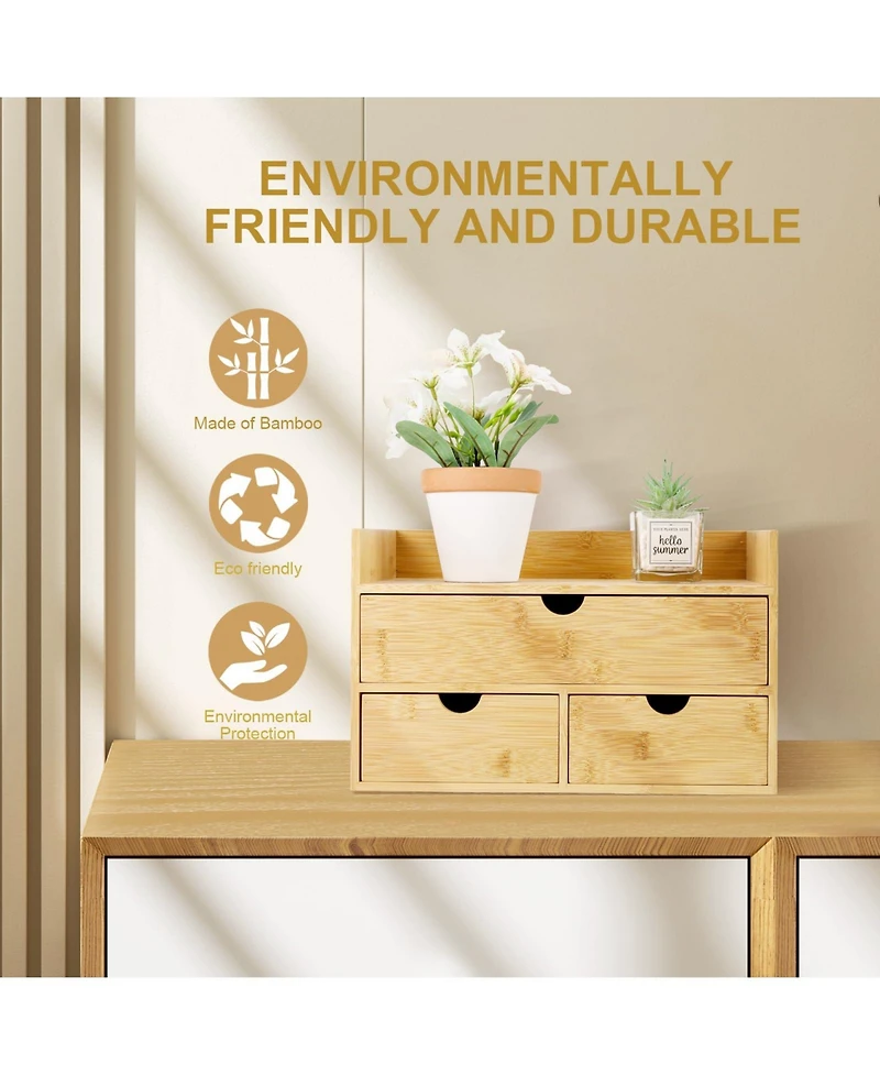 Danrong Countertop Desk Organizer With Drawers Sturdy Storage For Home Office