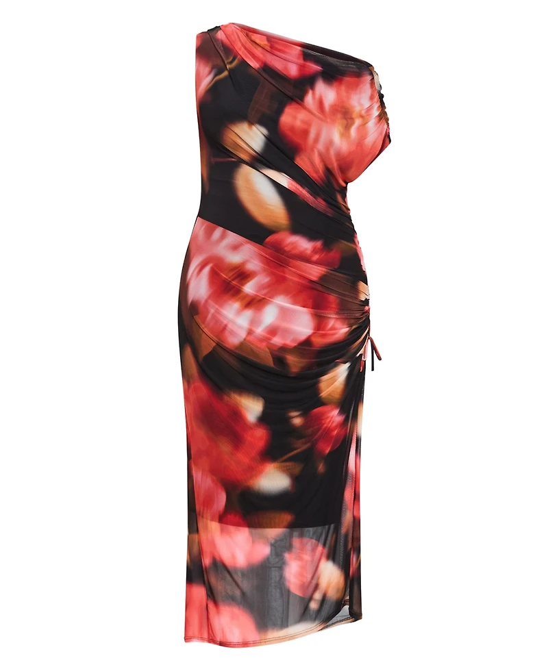 City Chic Women's Vivid Mesh Print Maxi Dress