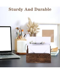 Danrong Wooden Desk Mail Organizer 3 Slots Removable Compartments File Paper Storage