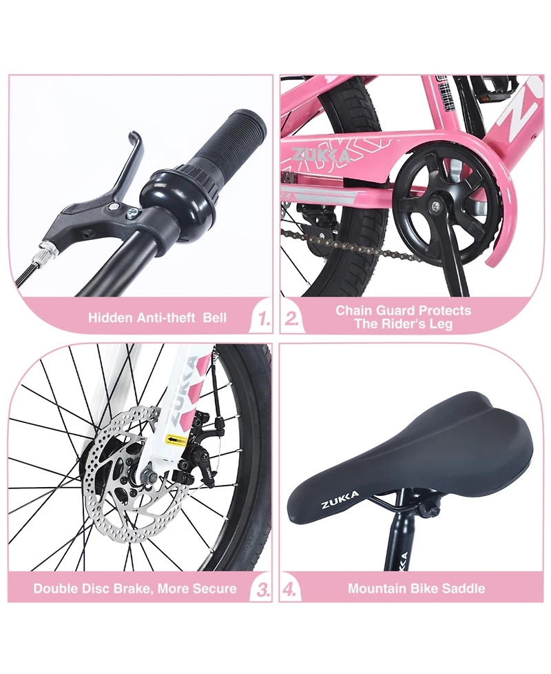 ECHTPeak 20 Inch Kids Mountain Bike, with Dual Disc Brakes, for Boys Girls Ages 7-10 Years, Steel Frame, Adjustable Seat and Handlebar