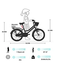 ECHTPeak 20-Inch Kids' Bike with Basket, Ages 7-10