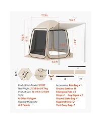 ECHTPeak Screen House Tent, 4-8 Person Pop Up Screen Tent with Extended Awning, Portable Screened in Canopy with Carry Bag