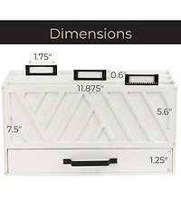 Danrong Wood Desktop Mail Organizer Three Tier Sorter With Drawer Label Holders Countertop Storage