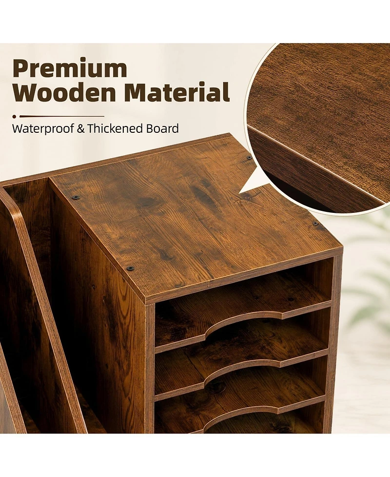 Danrong 4 Tier Wood Desk Organizer With Anti Slip Pads Easy Assembly Storage