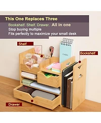 Danrong Adjustable Slide Desktop Organizer With Drawers Reversible Tray Fully Assembled