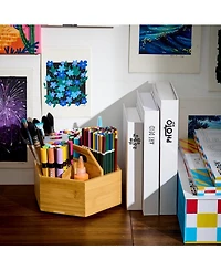 Danrong 360 Degree Rotating Hexagon Desk Organizer Pen Pencil Holder Art Supply Storage
