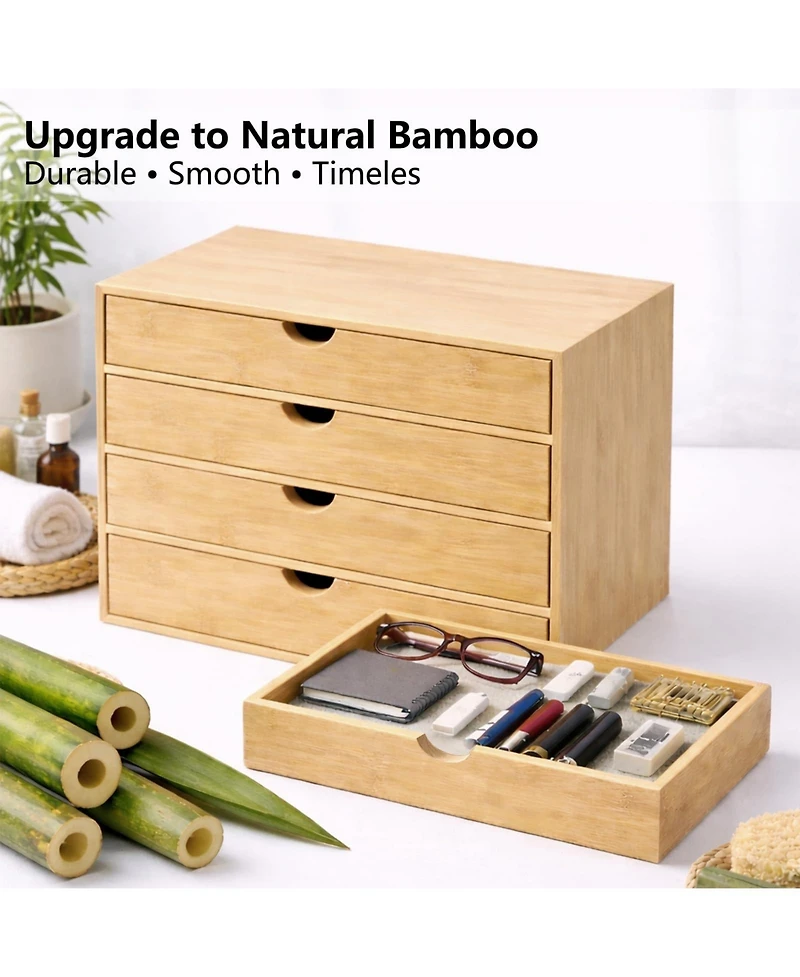 Danrong Wooden Desk Organizer With Drawers Fully Assembled For Office Home Storage