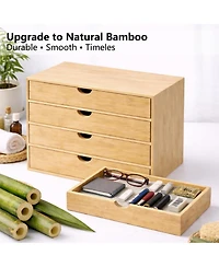 Danrong Wooden Desk Organizer With Drawers Fully Assembled For Office Home Storage