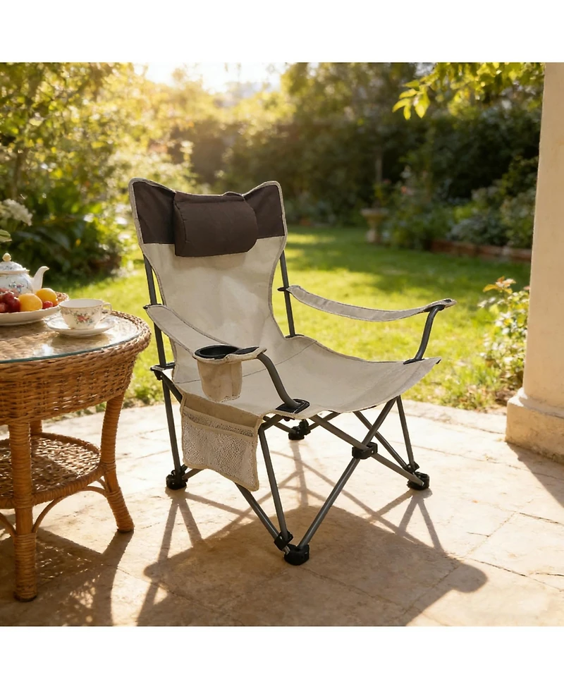 ECHTPeak Outdoor Camping Chairs Folding/Portable/Adjustable Reclining Chair(Three-Level Adjustment), Side Pockets and Cup Holder,Carry Bag