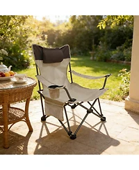 ECHTPeak Outdoor Camping Chairs Folding/Portable/Adjustable Reclining Chair(Three-Level Adjustment), Side Pockets and Cup Holder,Carry Bag