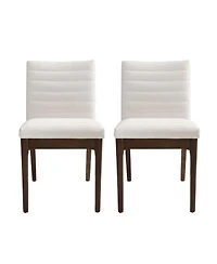 Boyel Living 2-Piece Mid-Century Dining Chairs, Upholstered Parsons Chairs with Channel Stitching and Solid Rubberwood