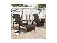 Boyel Living Patio Chaise Lounge Outdoor Rattan Lounge Chair with Retractable Ottoman